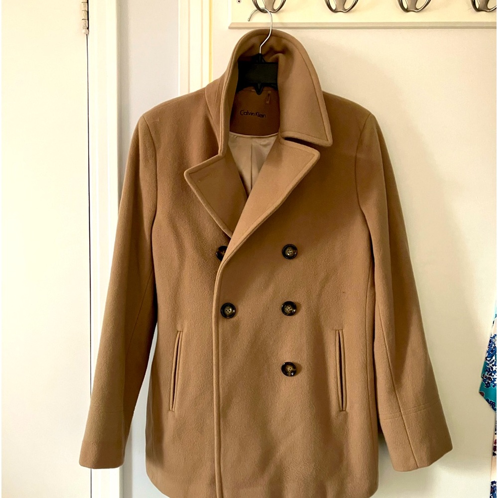 Calvin Klein camel pea coat. Size 12.